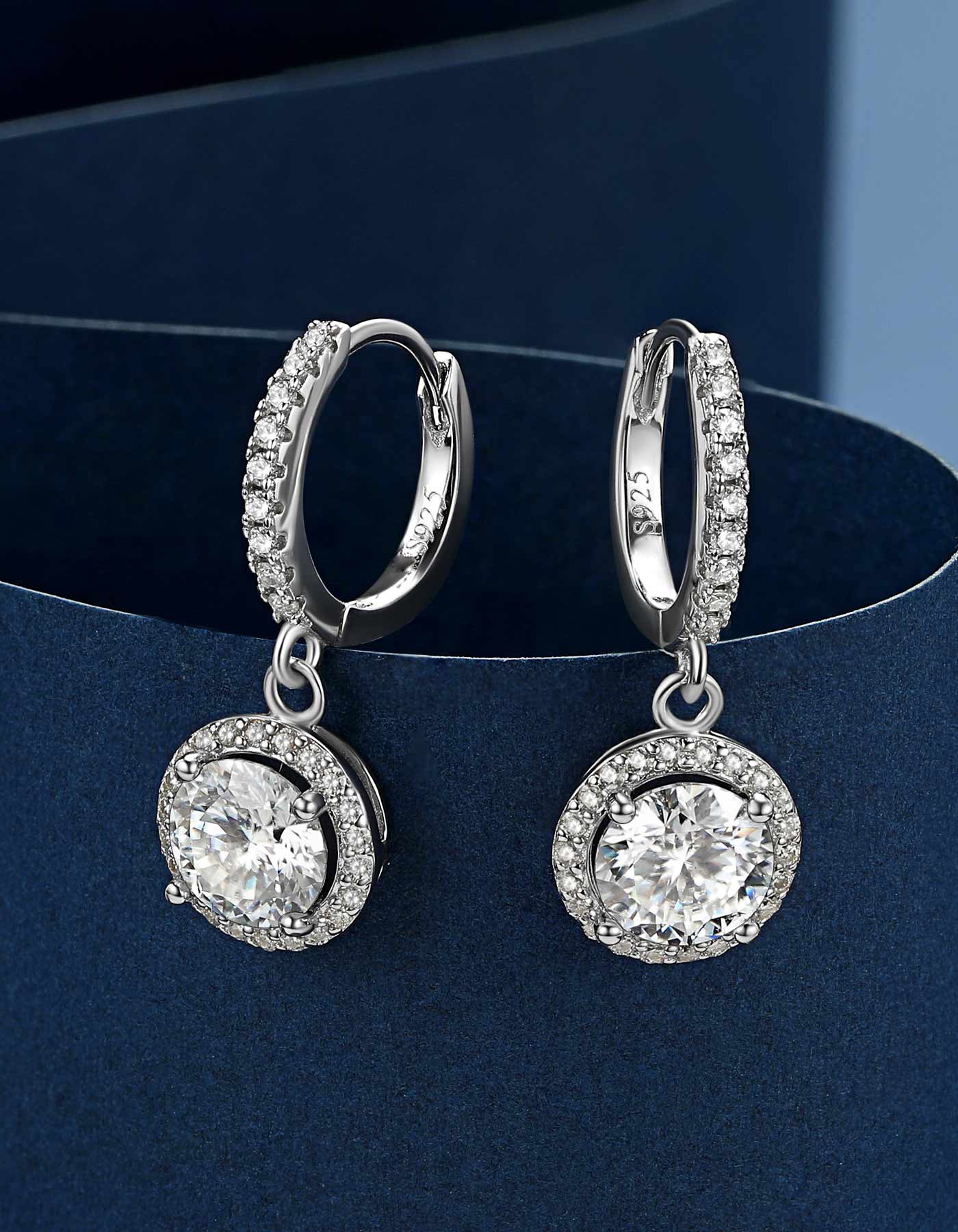 Ahabobo Halo Moissanite Hoop Earrings For Women