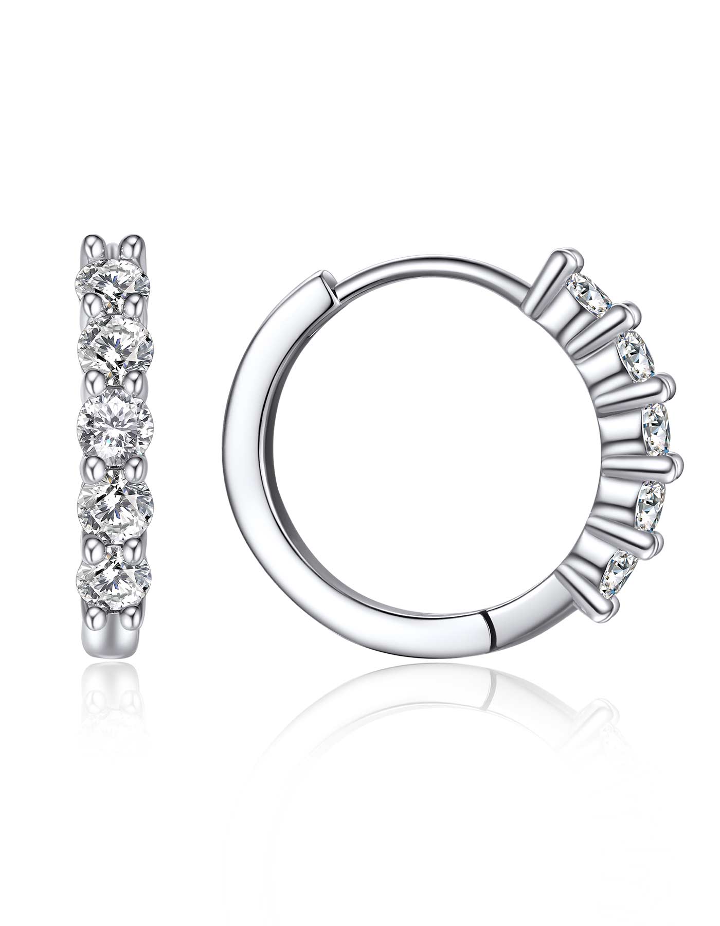 Ahabobo Moissanite Hoop Earrings For Women in Silver
