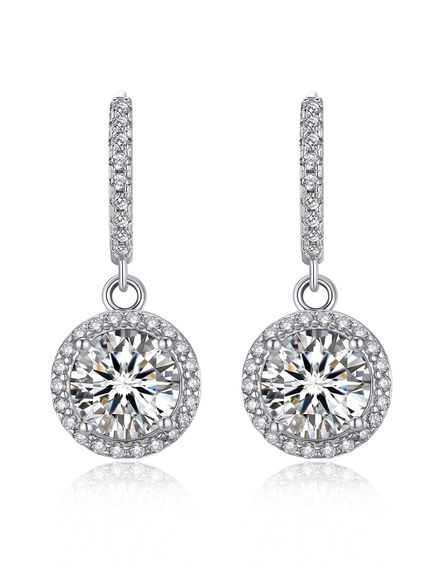 Ahabobo Halo Moissanite Hoop Earrings For Women