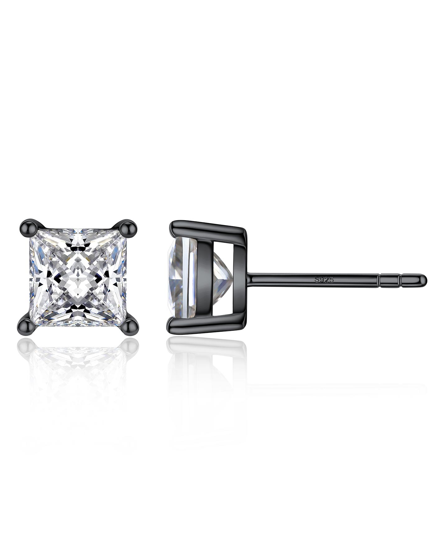 Ahabobo Princess Cut Moissanite Stud Earrings For Women Men