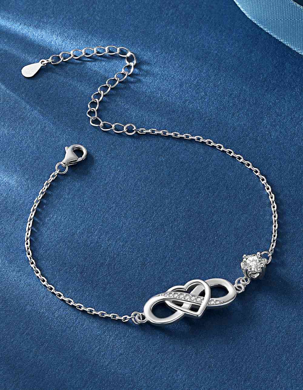 Ahabobo Heart Infinity Bracelet With Moissanite
