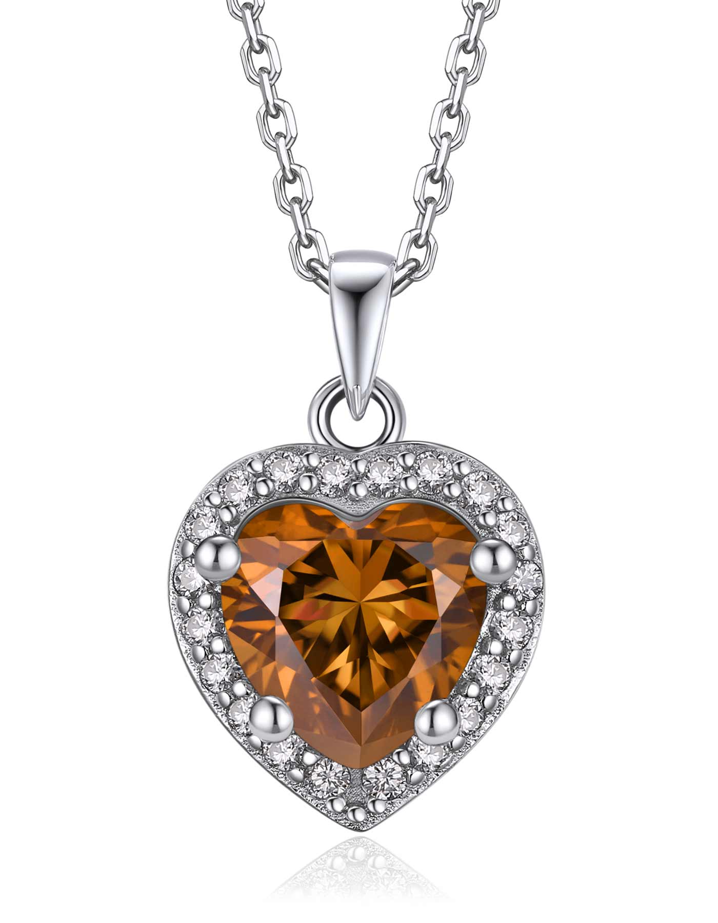 Ahabobo Heart Cut Moissanite Birthstone Halo Necklace For Women