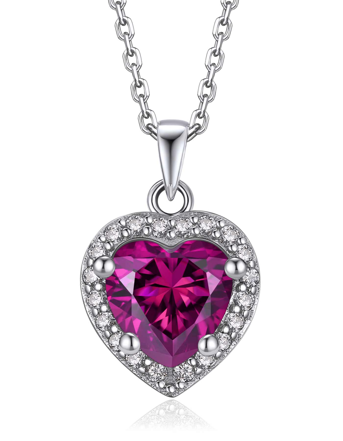 Ahabobo Heart Cut Moissanite Birthstone Halo Necklace For Women