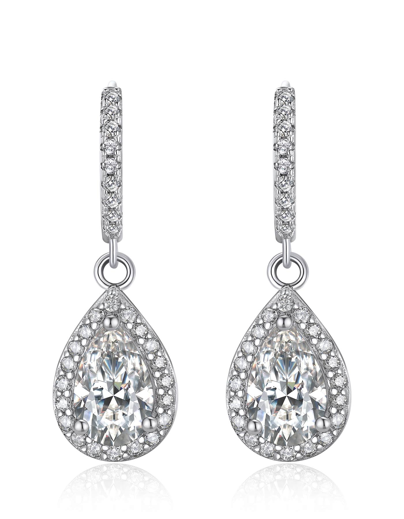 Ahabobo Moissanite Hoop Earrings Pear Huggie Earrings For Women