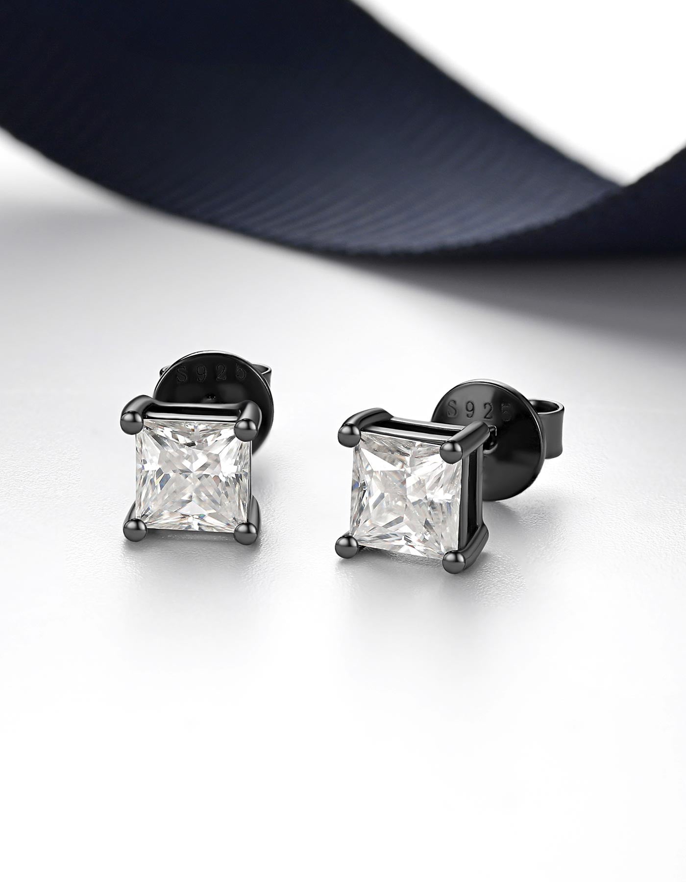 Ahabobo Princess Cut Moissanite Stud Earrings For Women Men