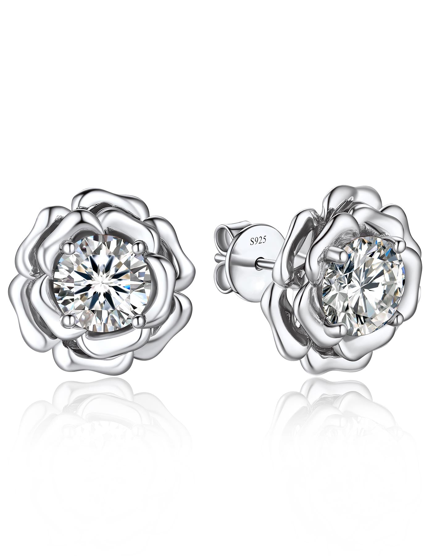 Ahabobo Rose Moissanite Stud Earrings For Women