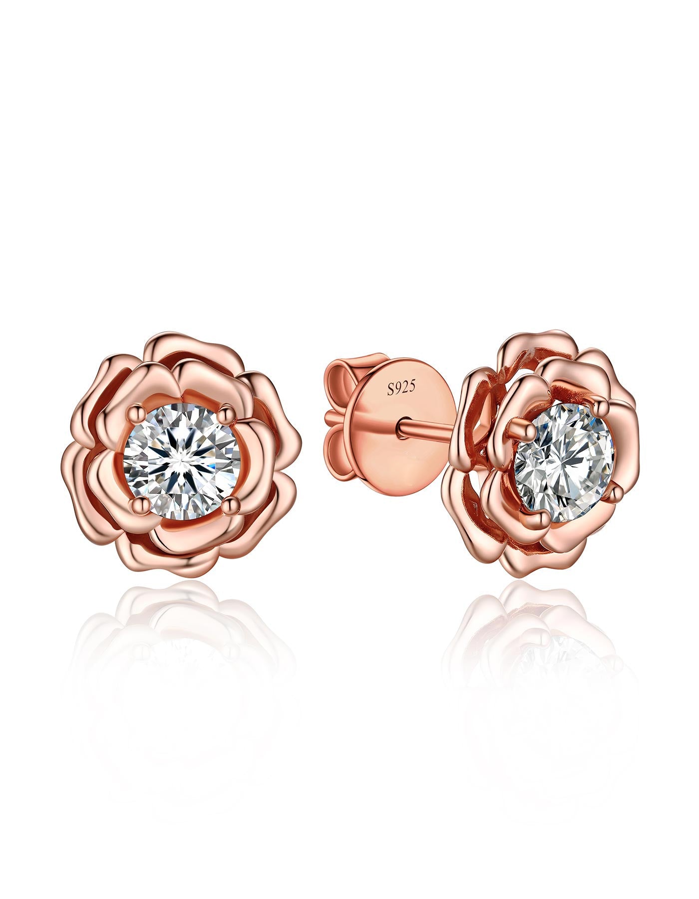 Ahabobo Rose Moissanite Stud Earrings For Women