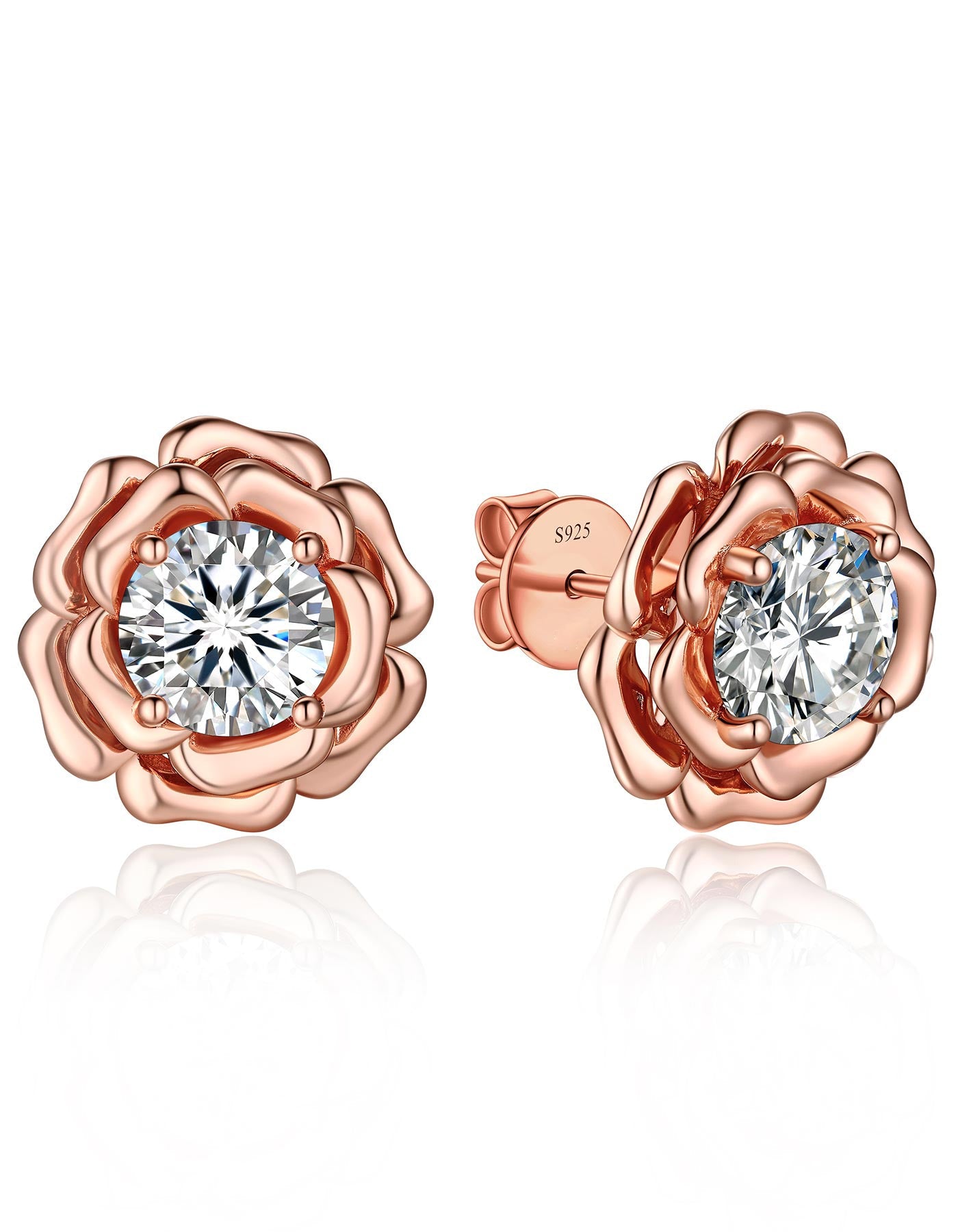 Ahabobo Rose Moissanite Stud Earrings For Women