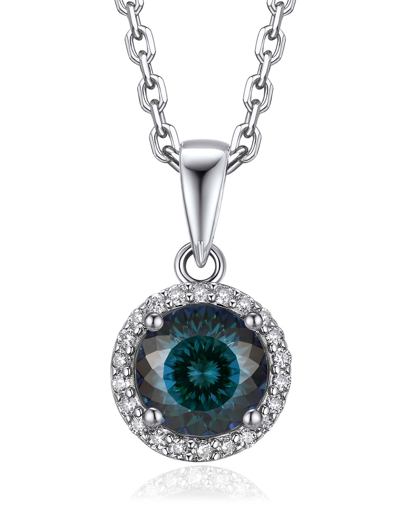 Ahabobo Birthstone Moissanite Halo Necklace for Women