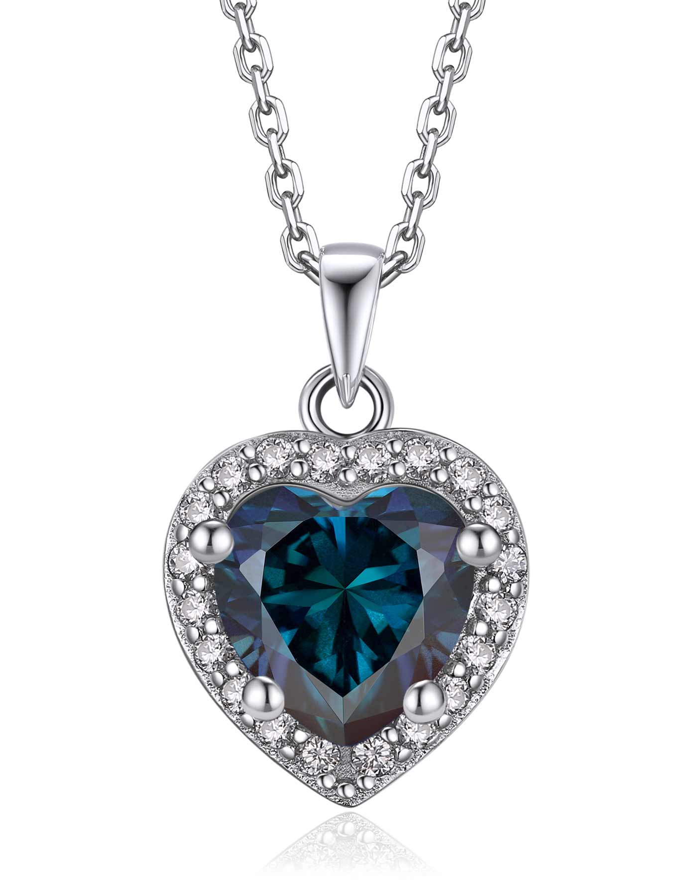 Ahabobo Heart Cut Moissanite Birthstone Halo Necklace For Women