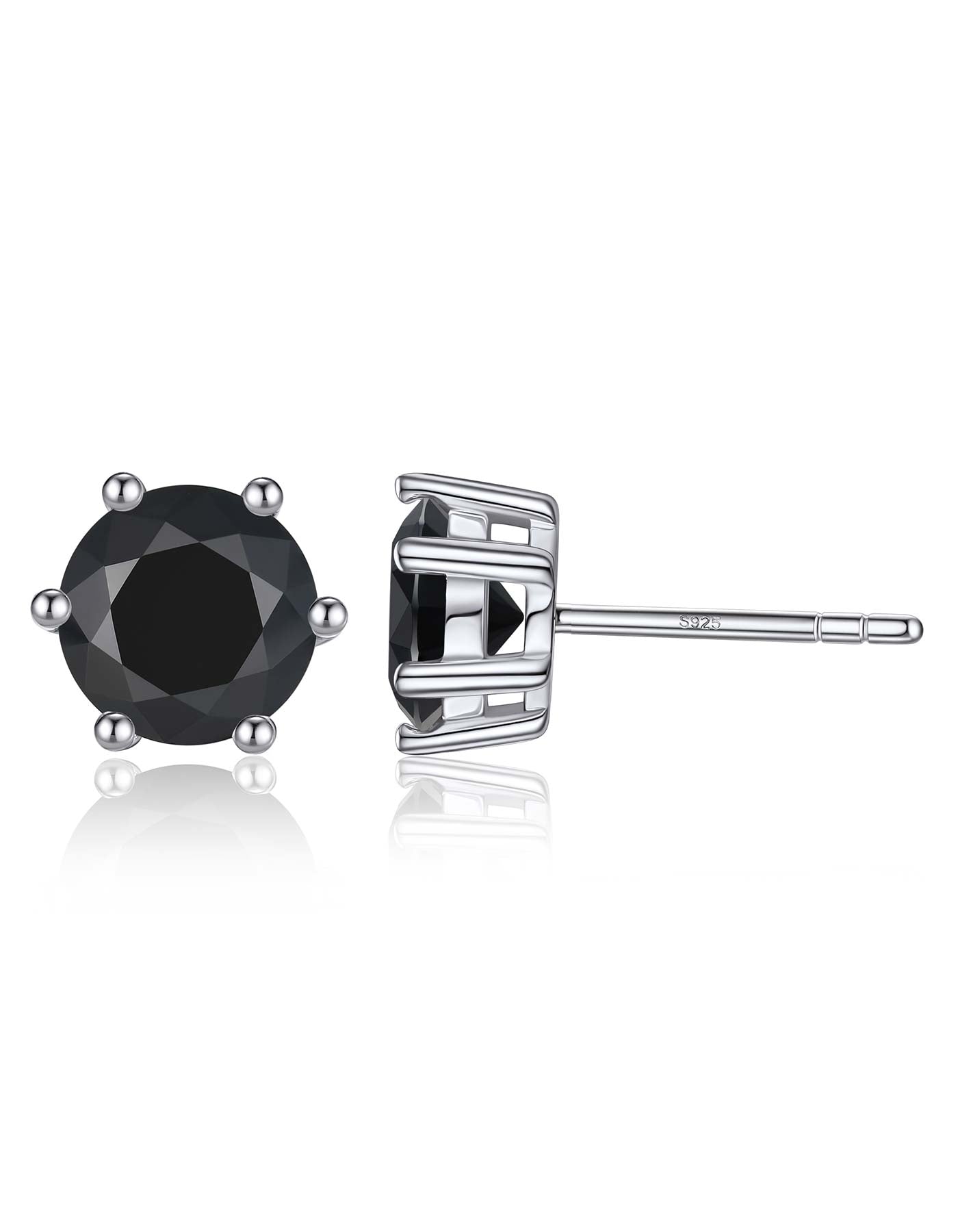 Ahabobo Black Solitaire Moissanite Stud Earrings for Women Men