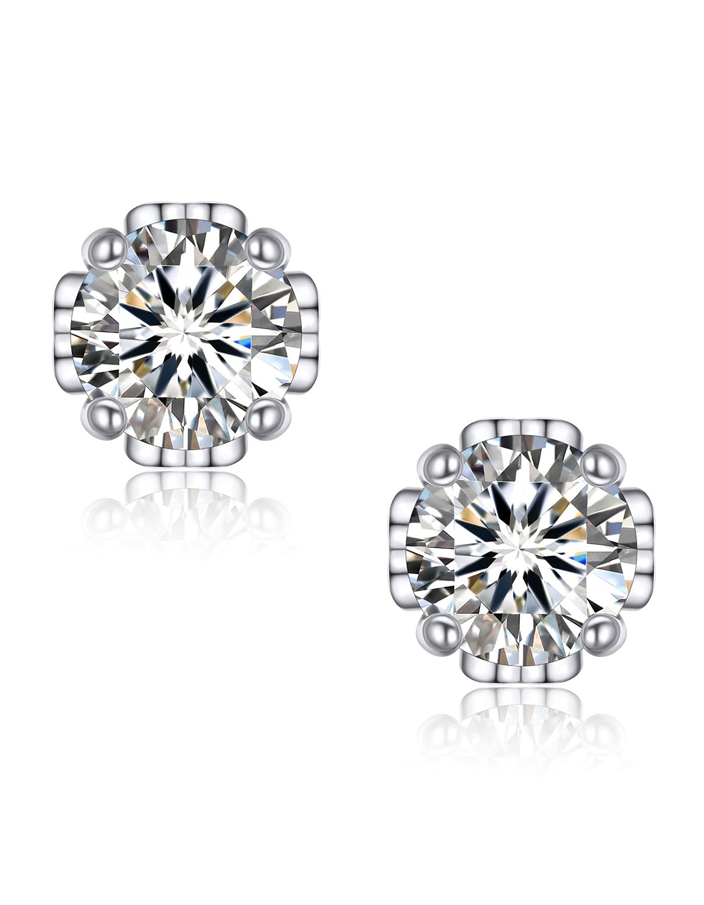 Ahabobo Moissanite Stud Earrings With Heart for Women