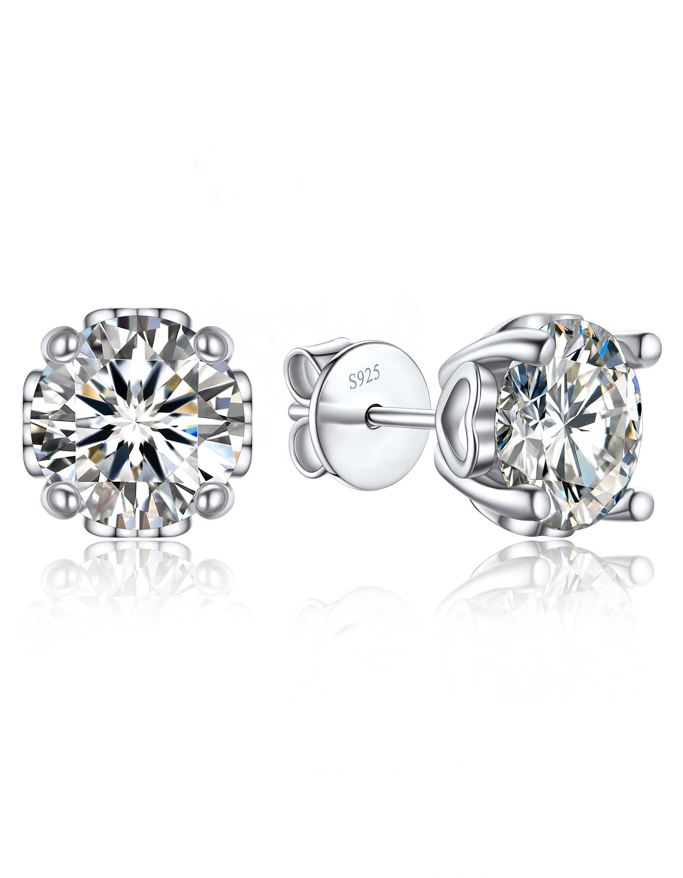 Ahabobo Moissanite Stud Earrings With Heart for Women