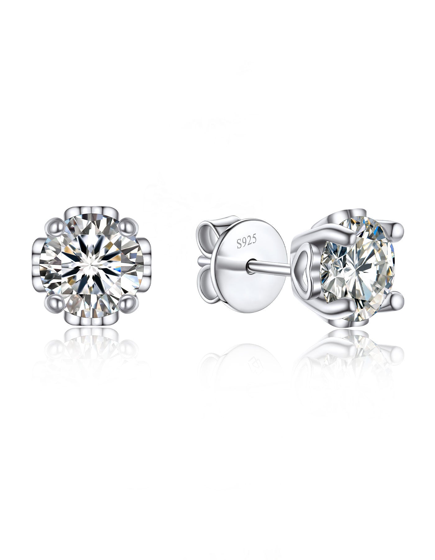 Ahabobo Moissanite Stud Earrings With Heart for Women