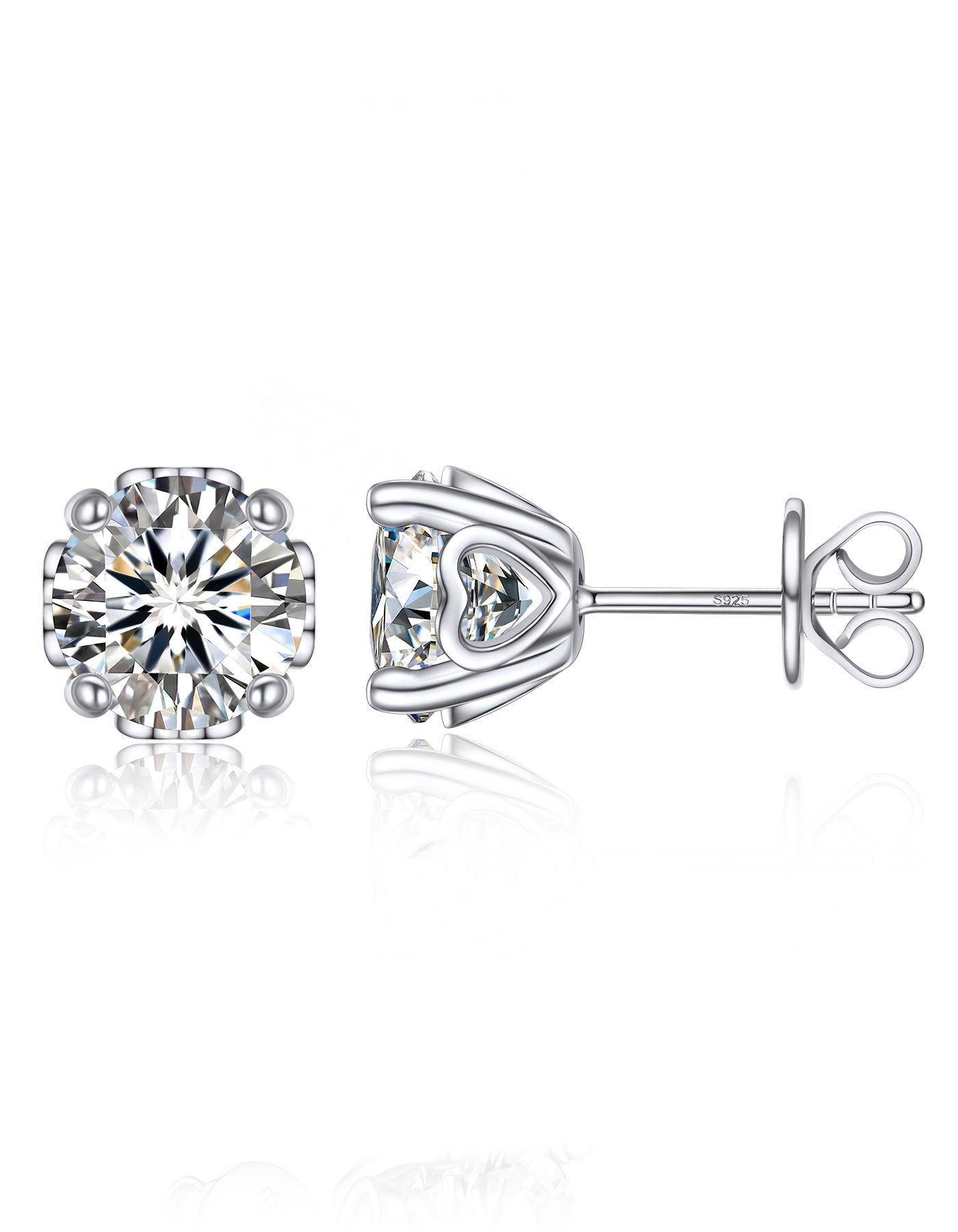 Ahabobo Moissanite Stud Earrings With Heart for Women