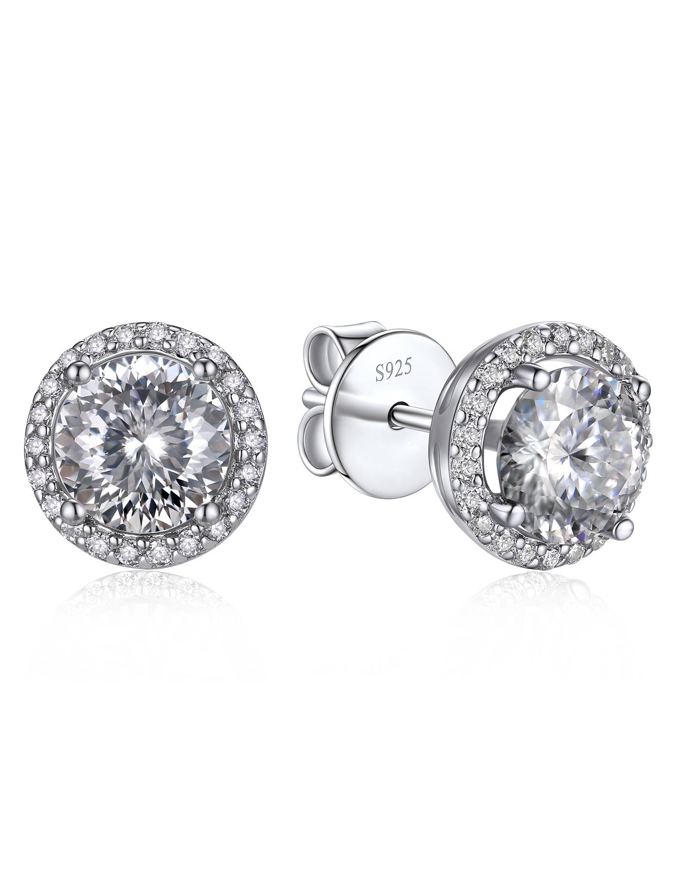 Ahabobo Birthstone Moissanite Halo Stud Earrings for Women