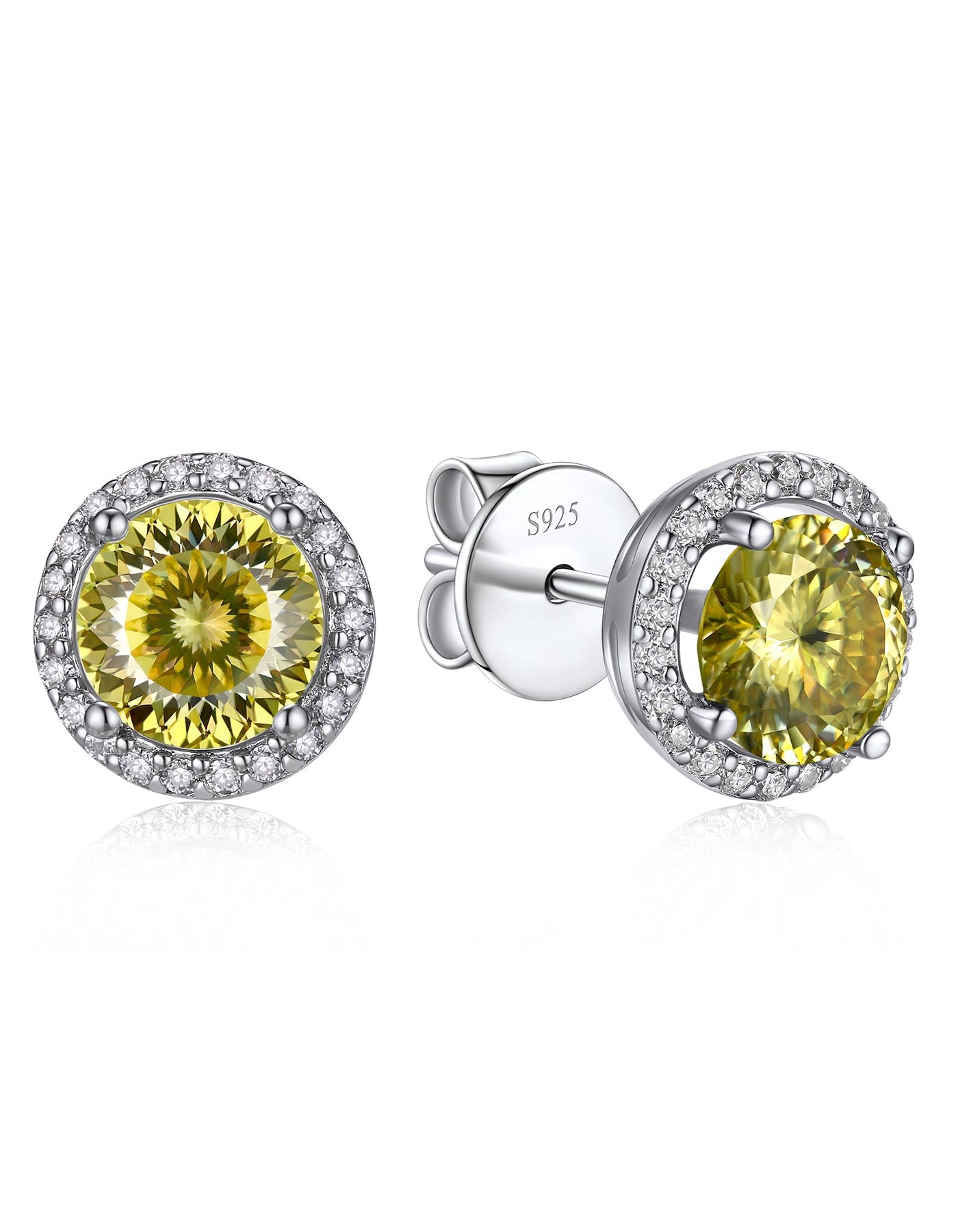 Ahabobo Birthstone Moissanite Halo Stud Earrings for Women