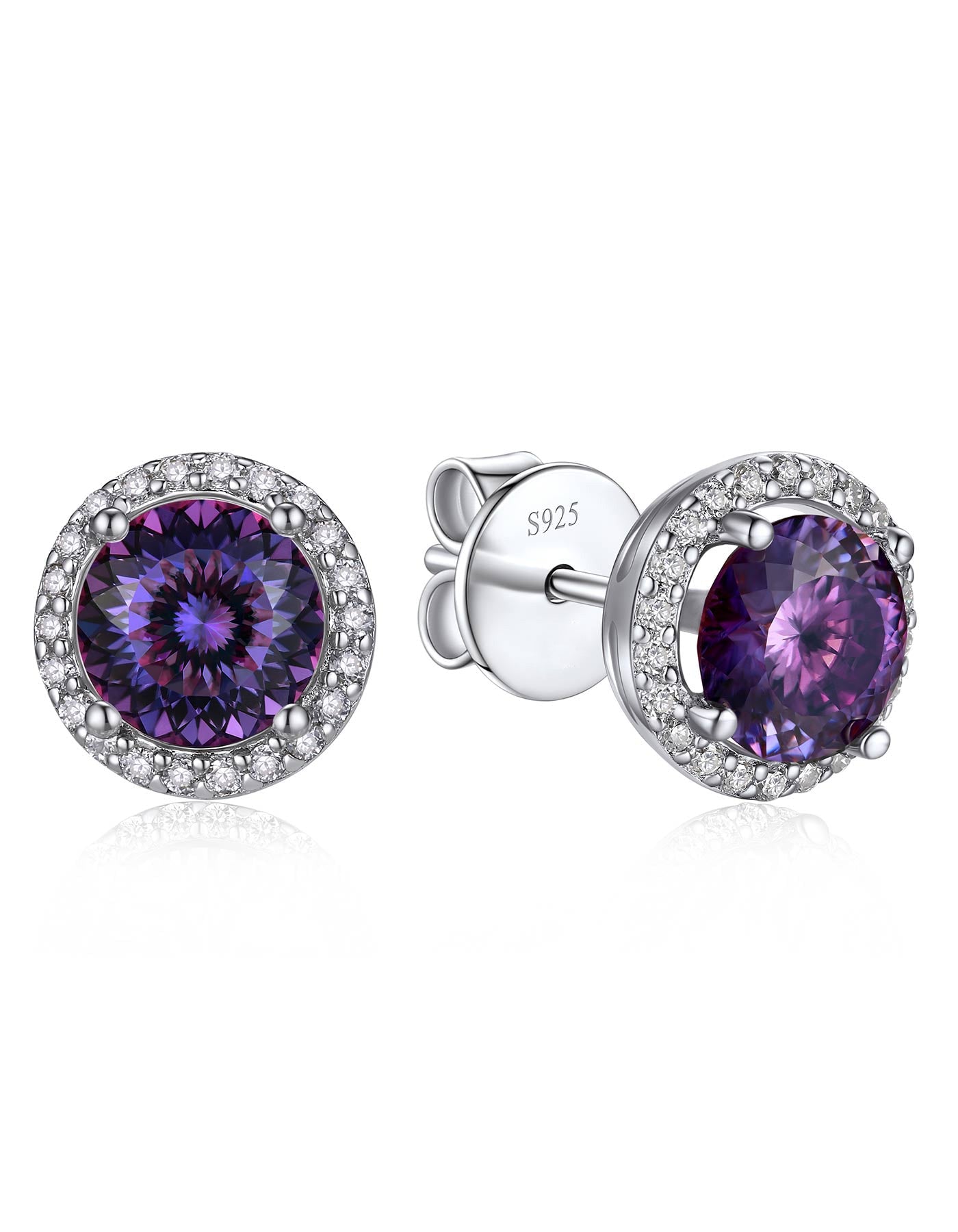 Ahabobo Birthstone Moissanite Halo Stud Earrings for Women