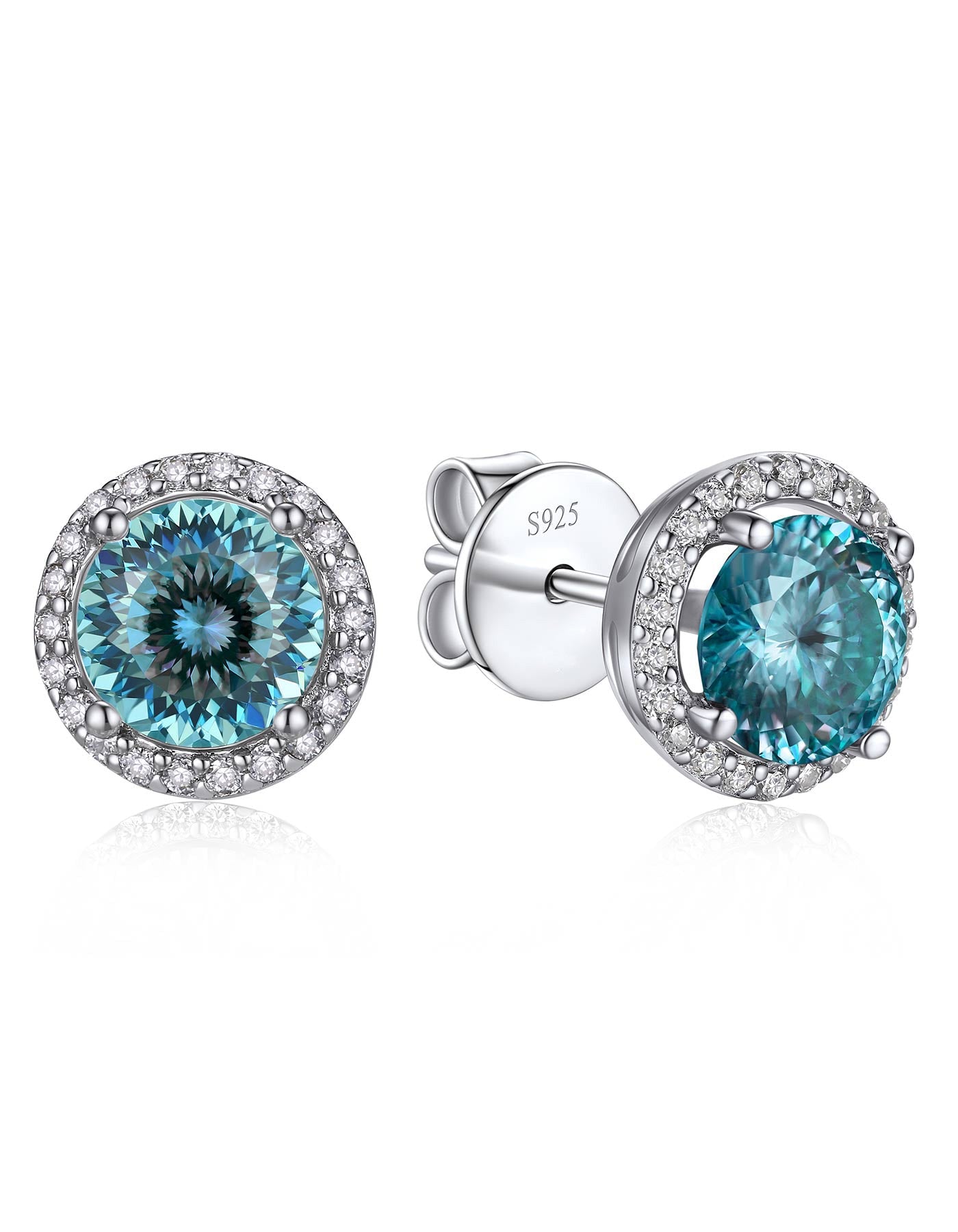Ahabobo Birthstone Moissanite Halo Stud Earrings for Women