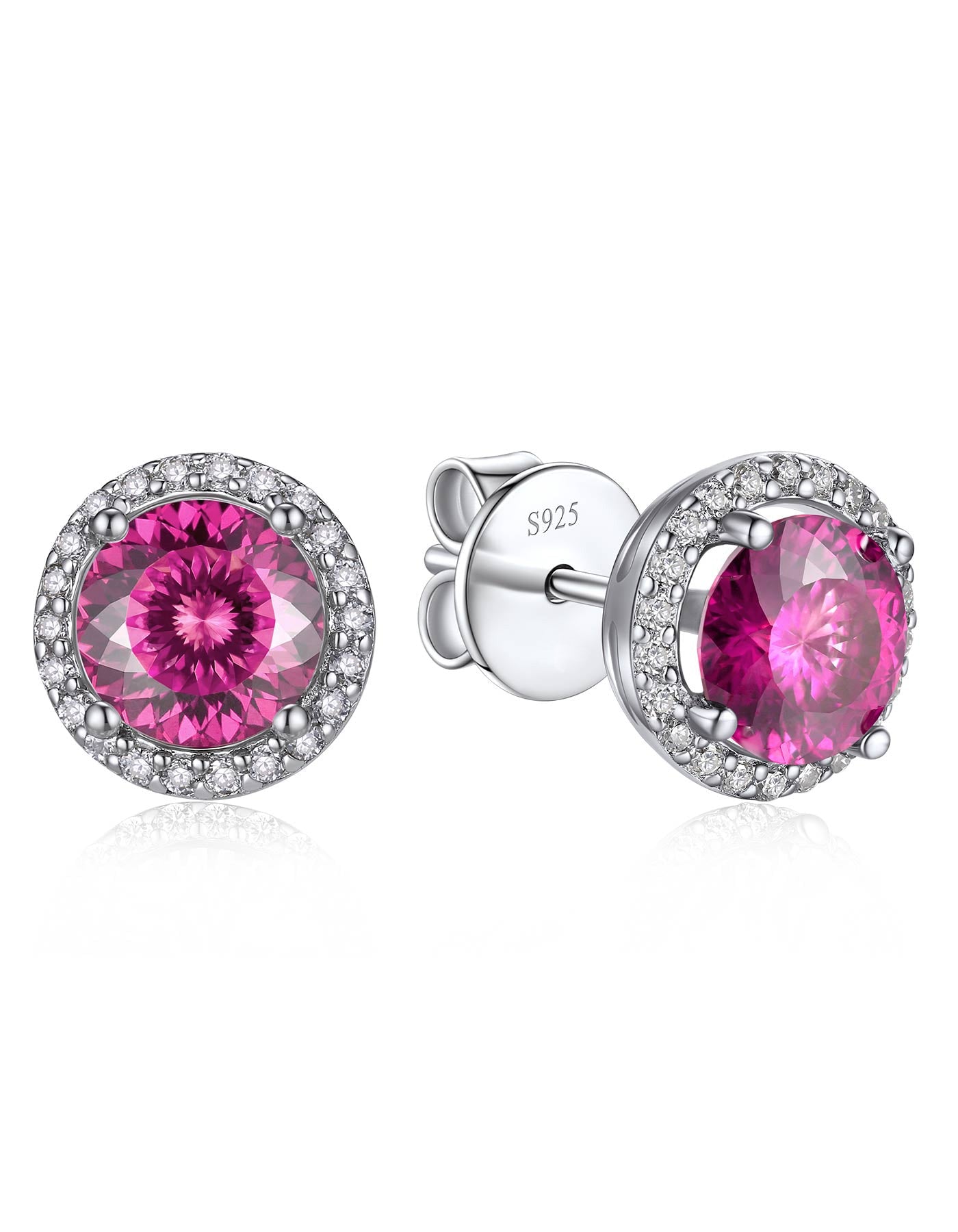 Ahabobo Birthstone Moissanite Halo Stud Earrings for Women