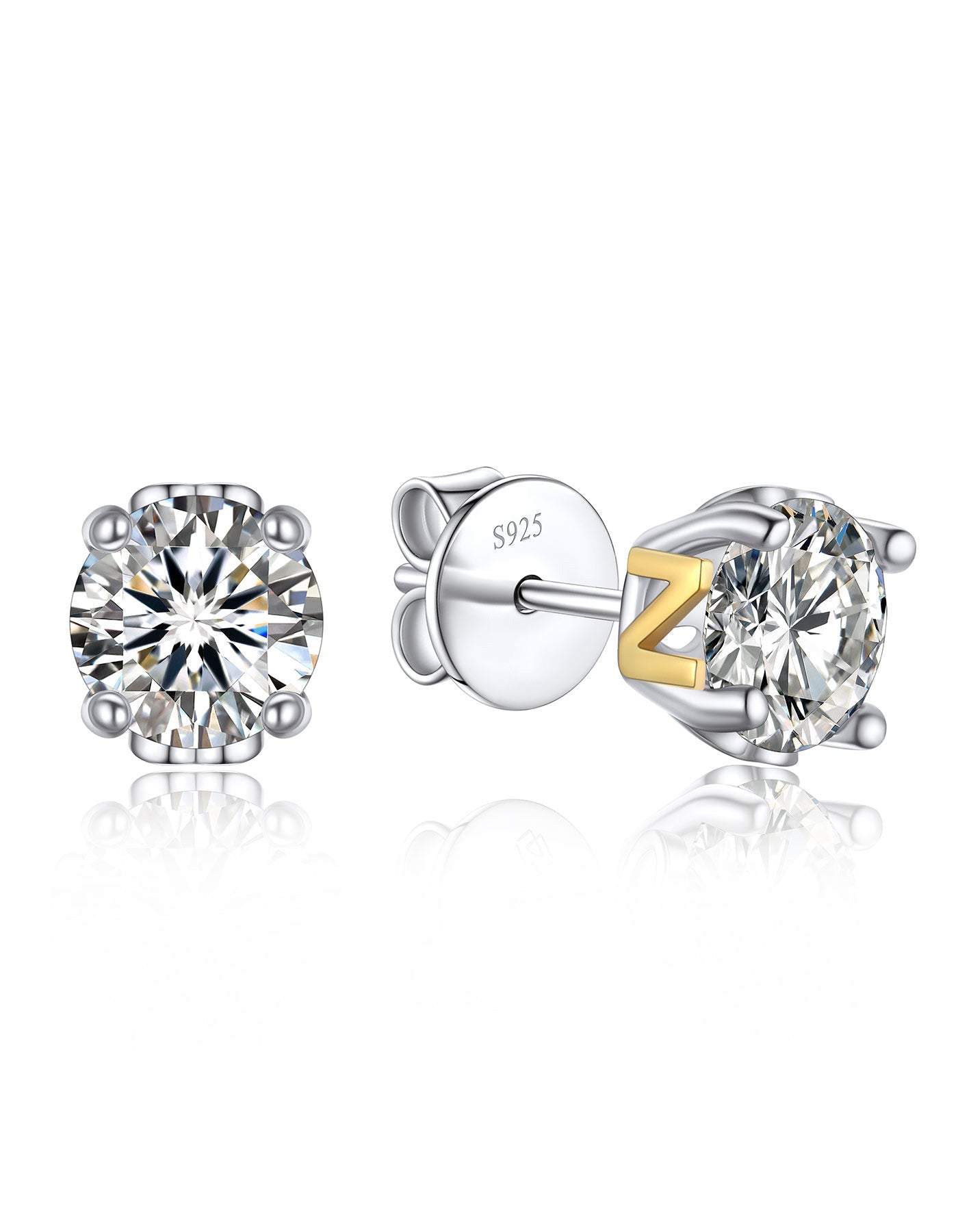 Ahabobo Initial Moissanite Stud Earrings For Women