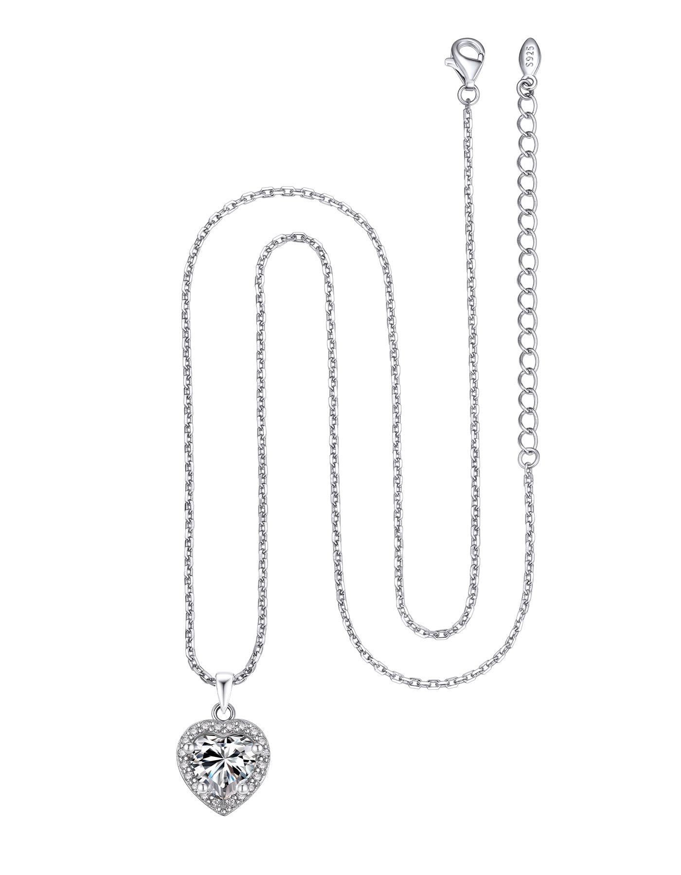 Ahabobo Moissanite Halo Heart Necklace For Women