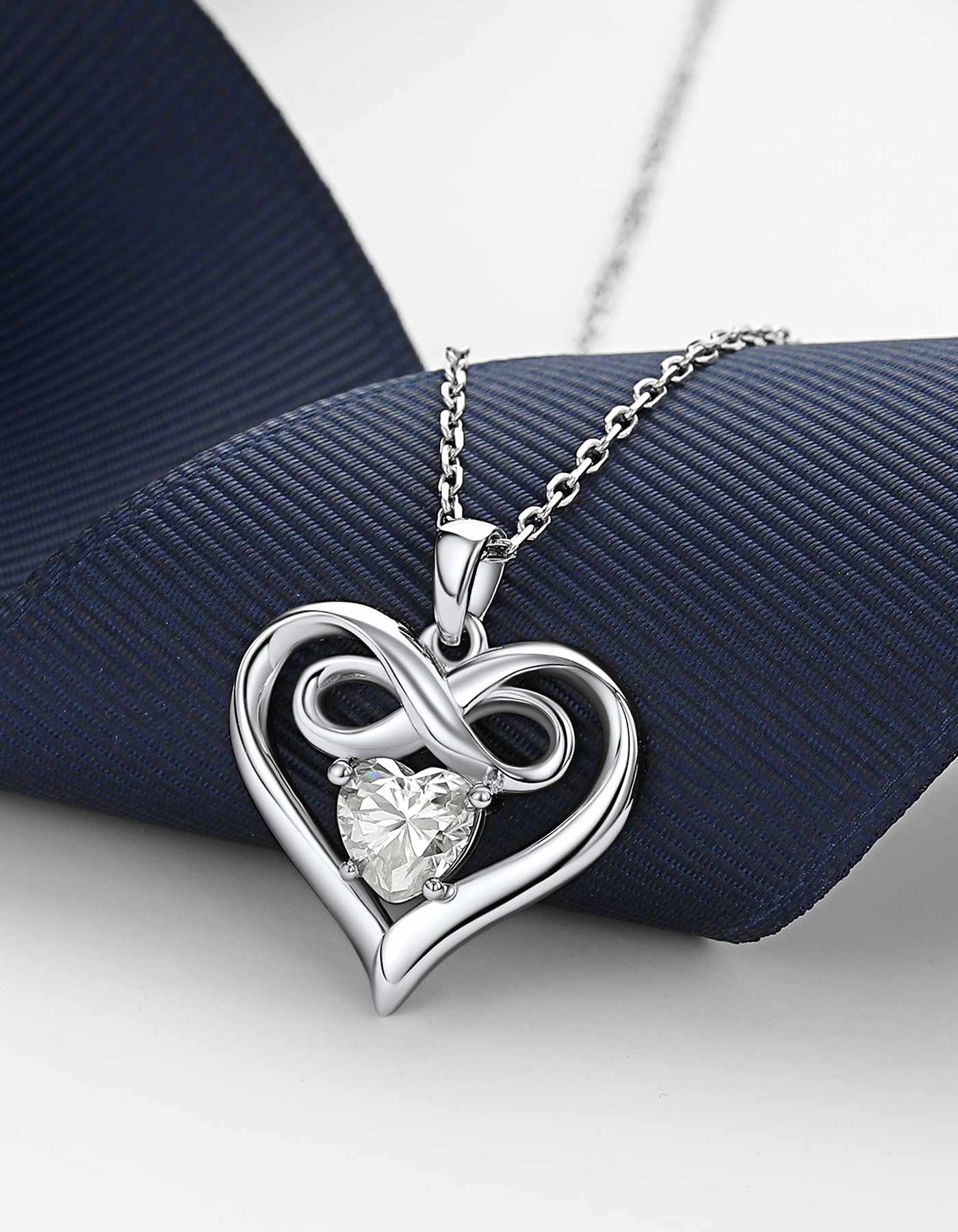 Ahabobo Infinity Heart Necklace with Moissanite For Women
