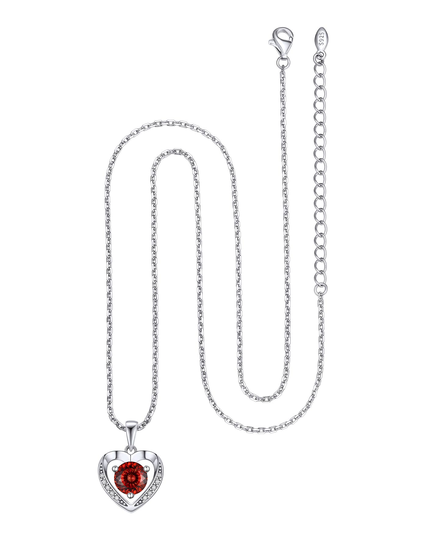 Ahabobo Heart Moissanite Birthstone Necklace in Silver