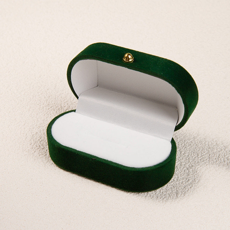 Ahabobo Rounded Gold Buckle Velvet Double Ring Box