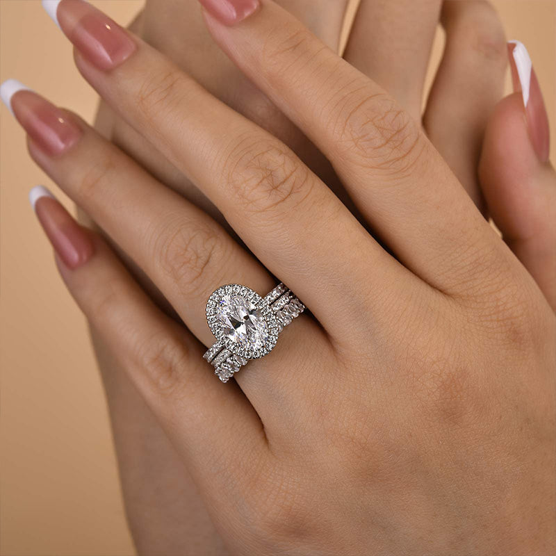 Ahabobo Exclusive Halo Oval Cut 3PC Wedding Set