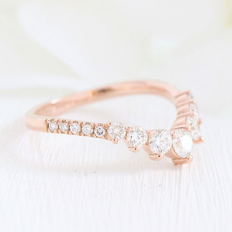 Stunning Chic Thin V Shaped Stacking Wedding Band In Sterling Silver