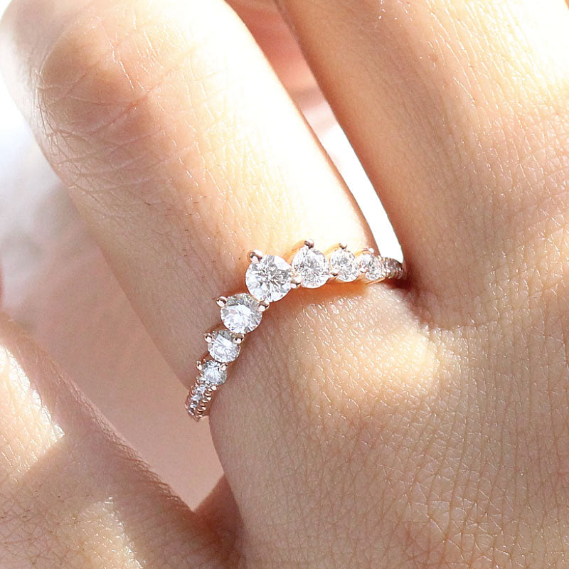 Stunning Chic Thin V Shaped Stacking Wedding Band In Sterling Silver