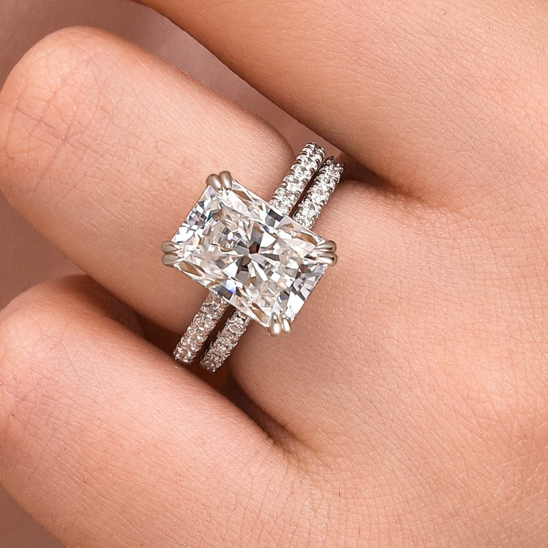 Moissanite 4.5 Ct Radiant Cut White Gold Wedding Ring For Women