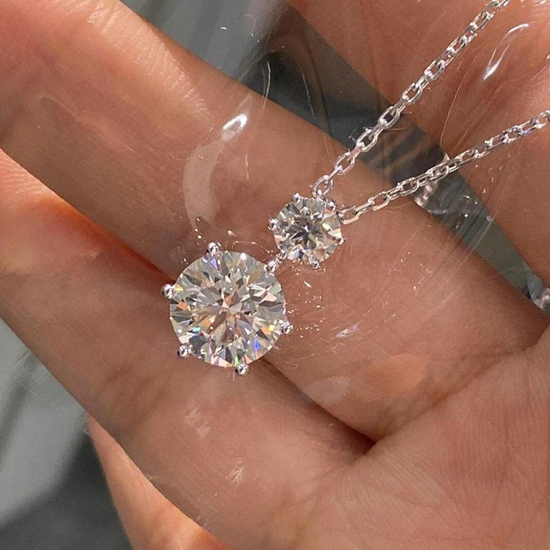 Maxine Moissanite 3.8 Ct Round Cut White Gold Pendant Necklace