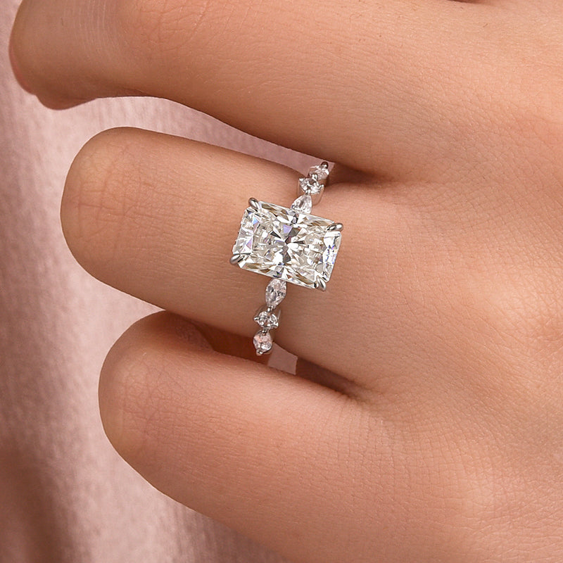 Ahabobo Moissanite 3.5 Carat Radiant Cut Engagement Ring In Sterling Silver