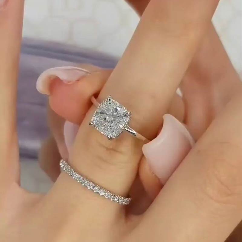 Classic 3.0 Carat Cushion Cut Bridal Set In Sterling Silver