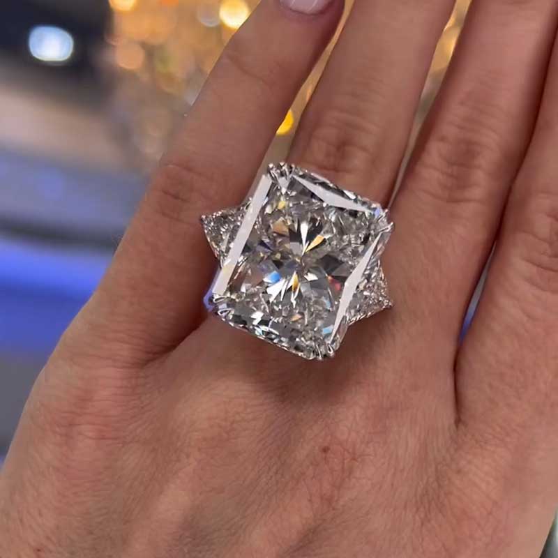 Honorable Radiant & Triangle Cut Three Stone Engagement Ring