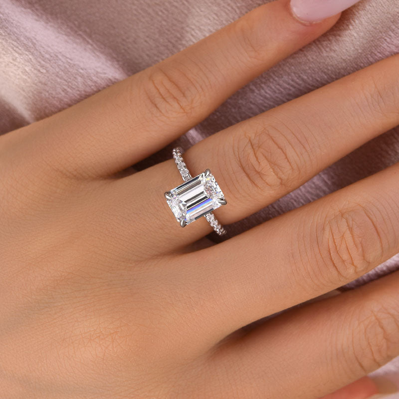 Ahabobo Moissanite 3.5 Carat Emerald Cut Engagement Ring