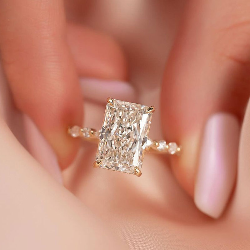 Ahabobo Elegant Radiant Cut Simulated Diamond Engagement Ring