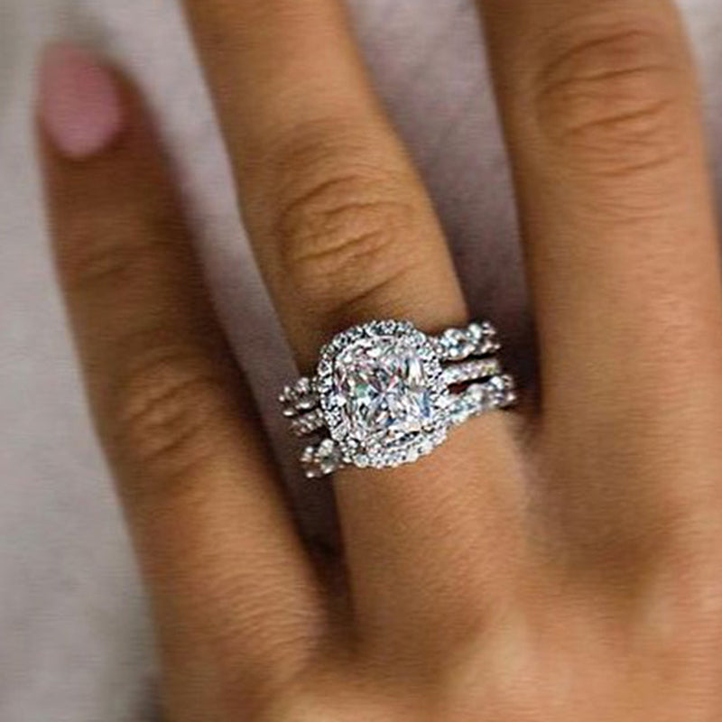 Gorgeous Halo Cushion Cut Women's Wedding Set In Sterling Silver