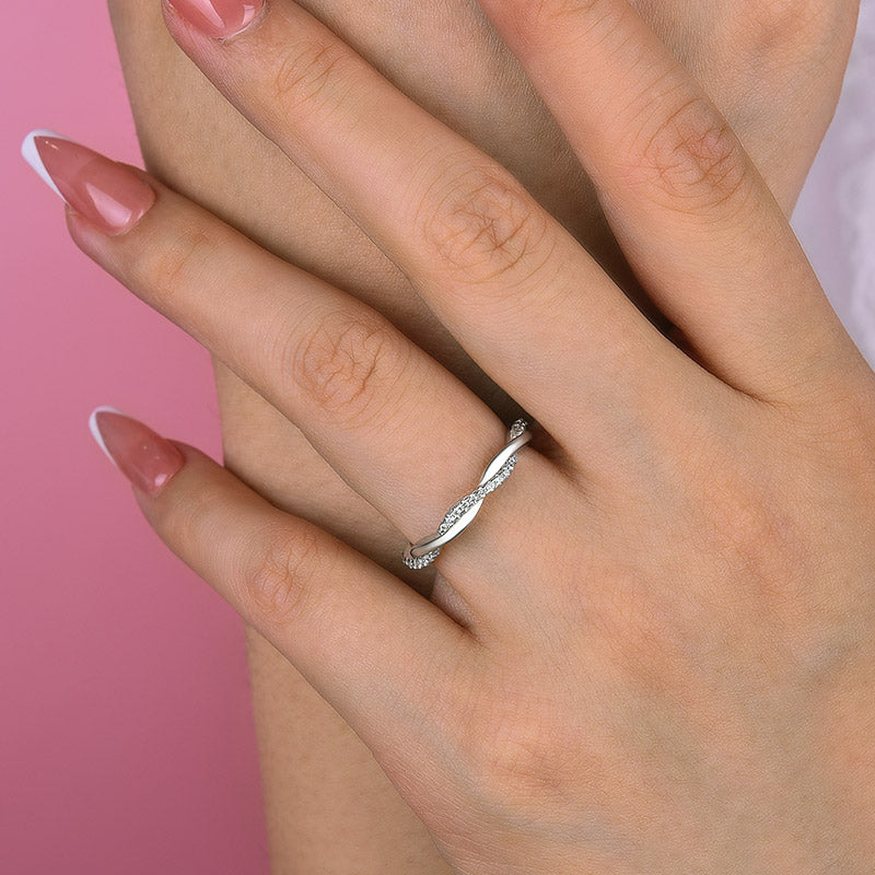 Twist Eternity Sona Simulated Diamonds Wedding Band for Women