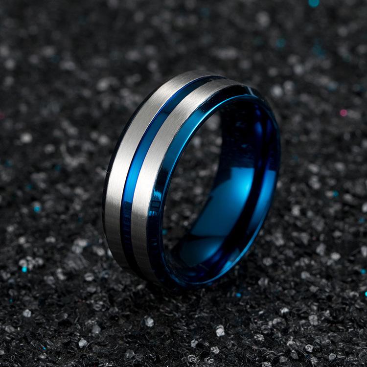 Two Tone Stainless Steel Brushed Plating Men's Wide Wedding Band