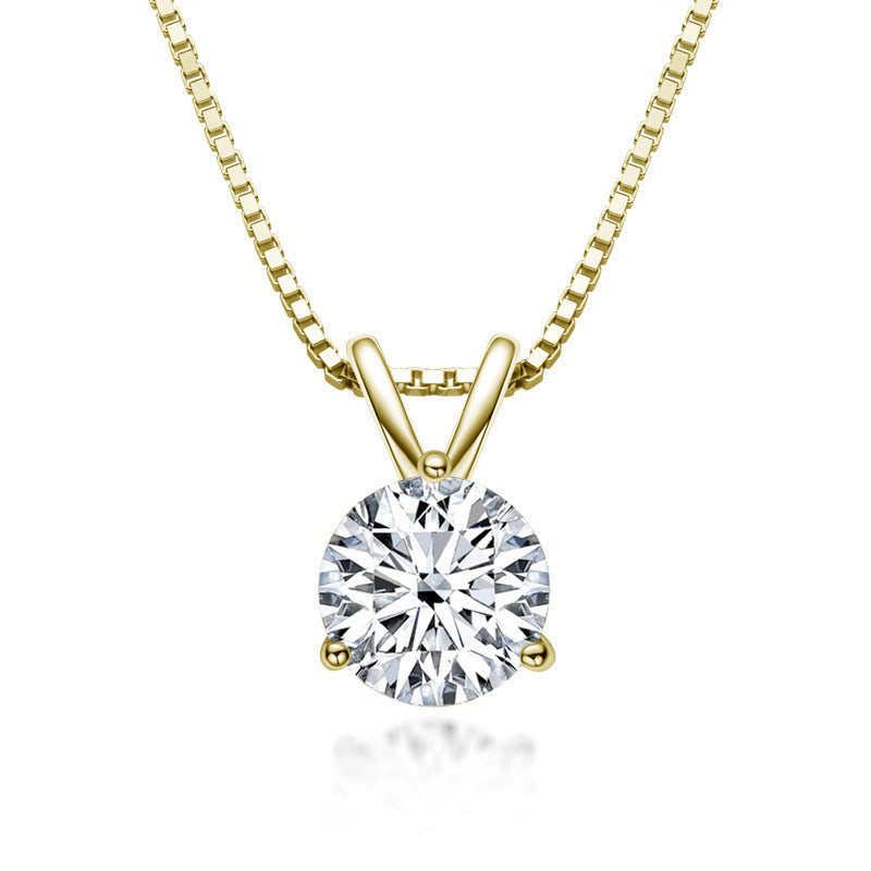 1.0Ct Moissanite 3 Prong Round Cut Pendant Necklace