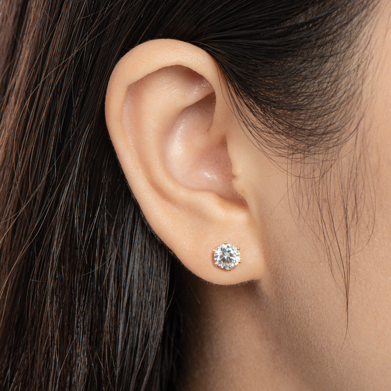 1.0Ct Moissanite Classic 2.0 Carat Round Cut Stud Earrings
