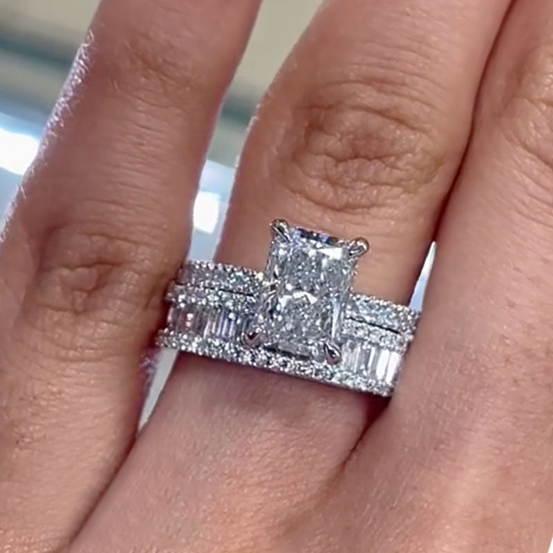 Maxine Unique Radiant Cut Wedding Set For Women