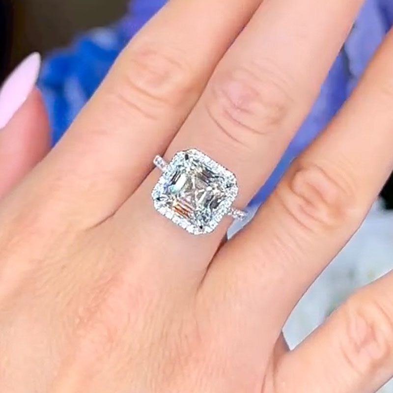 Unique Halo Asscher Cut Travel Wedding Ring