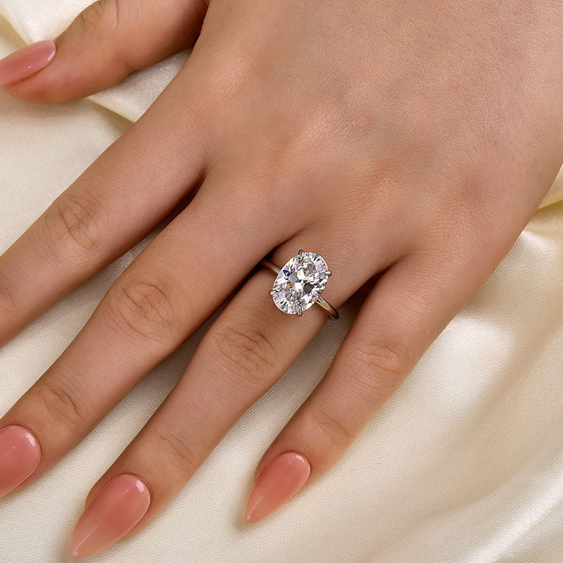 Exclusive Oval Cut Engagement Ring In Sterling Silver