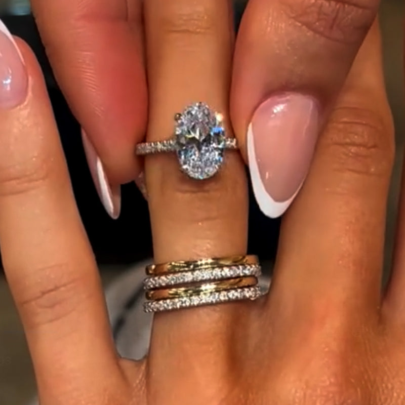 Maxine 5PC Oval Cut Wedding Ring Set With Classic Wedding Bands