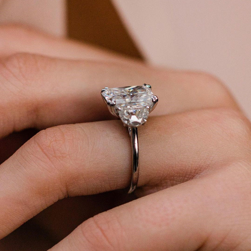 Gorgeous Radiant Cut Three Stone Engagement Ring In Sterling Silver