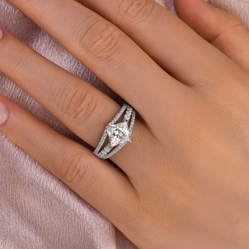 Maxine Moissanite Special 2.0 Carat Square Princess Cut Engagement Ring